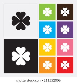 Clover with four leaves sign icon - Vector