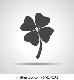 Clover with four leaves sign icon. Saint Patrick symbol