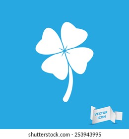 Clover with four leaves sign icon. Saint Patrick symbol