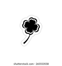 Clover with four leaves sign icon on a white background with shadow 