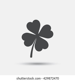 Clover with four leaves sign icon. Saint Patrick symbol. Flat clover web icon on white background. Vector