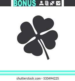 Clover with four leaves sign vector icon.