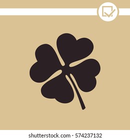 Clover with four leaves sign vector icon.