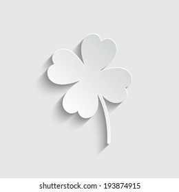 Clover with four leaves -  vector Icon with shadow on a grey background