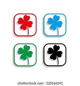 Clover with four leaves -  vector Icon with shadow