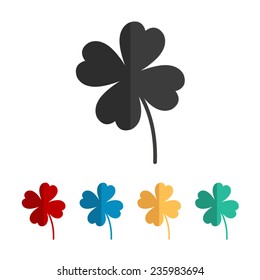 Clover with four leaves  - vector icon, flat design