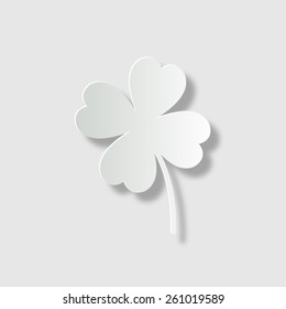 Clover with four leaves  - vector icon with shadow