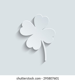 Clover with four leaves -  vector Icon with shadow