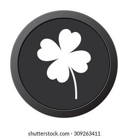 Clover with four leaves  - vector icon on a grey button
