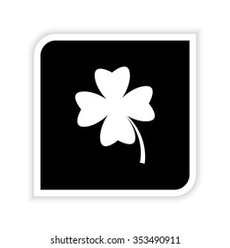 Clover with four leaves  - white vector icon