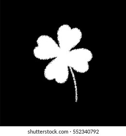 Clover with four leaves  - white vector icon