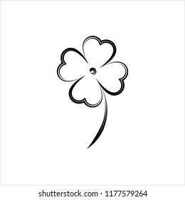 Clover With Four And Three Leaves Vector Art Illustration