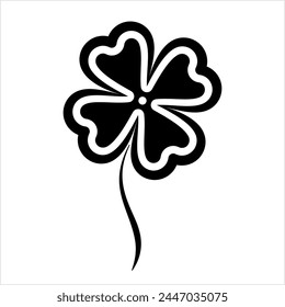 Clover With Four And Three Leaves Vector Art Illustration