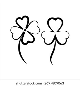 Trevo Com Quatro E Três Folhas Vetor Arte Ilustração