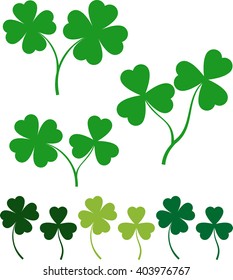 Clover with Four and Three Leaves Vector Illustration