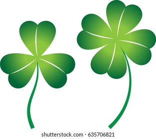 Clover with Four and Three Leaves Vector Illustration - Shutterstock ID 635706821