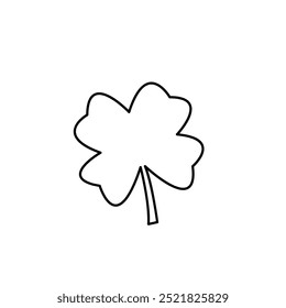 Clover four-leaf contour. St. Patrick s day. Vector doodle , black and white , simple