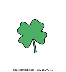 Clover four-leaf contour. St. Patrick s day. Vector doodle , simple