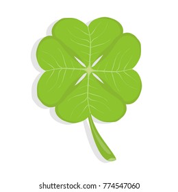 Clover, four-leafed clover, a symbol of luck. Realistic, green clover. Flat design, vector illustration, vector.