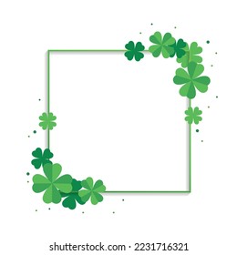 Clover frame isolated on white background. Green frame. Green leaves of clover. Saint Patrick's day. Vector stock