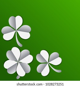 Clover frame template isolated in green background. Saint patrick's day background template.