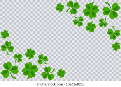 Clover frame template isolated in transparent background. Saint patrick's day background template.