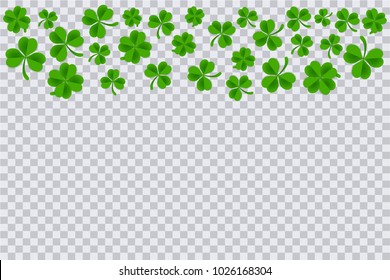 Clover frame template isolated in transparent background. Saint patrick's day background template.