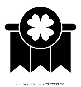 Clover garland solid icon. Patrick day with hanging garlands and shamrock glyph style pictogram on white background. Saint Patricks party for mobile concept and web design. Vector graphics