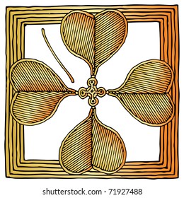 clover gold framed drawing