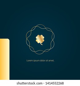 Clover gold logo. Logo Template Design.luxury design