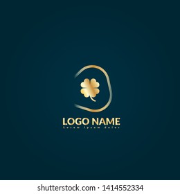 Clover gold logo. Logo Template Design.luxury design