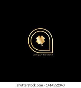 Clover gold logo. Logo Template Design.luxury design