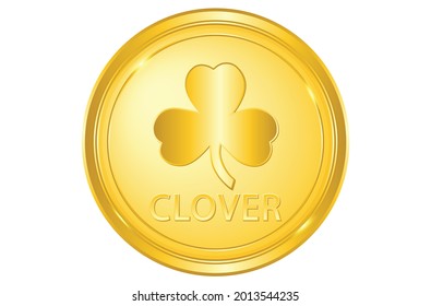 Clover golden coin, crypto currency symbol for web, banner, sign, symbol, etc. vector eps10