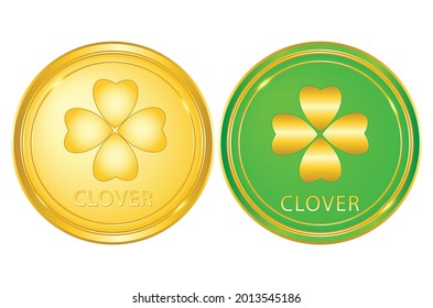 Moneda de oro de encaje con dos colores, símbolo de moneda cripto de hoja verde para web, banner, signo, símbolo, etc. vector eps10