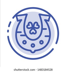 Clover, Golden, Horseshoe, Luck Blue Dotted Line Line Icon