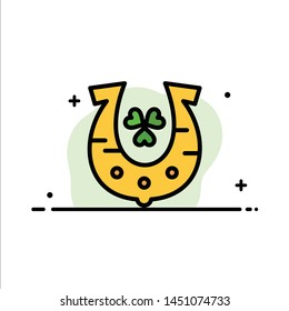 Clover, Golden, Horseshoe, Luck  Business Flat Line Filled Icon Vector Banner Template