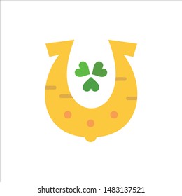 Clover, Golden, Horseshoe, Luck  Flat Color Icon. Vector icon banner Template