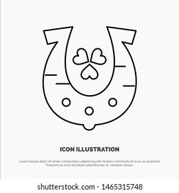 Clover, Golden, Horseshoe, Luck Line Icon Vector. Vector Icon Template background