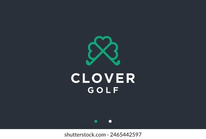 Clover with Golf Logo Design Vector Silhouette Illustration