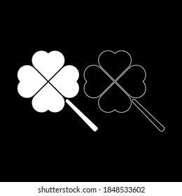 Clover grass vector icon, color white