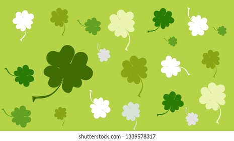 Clover green heart shaped leaves background