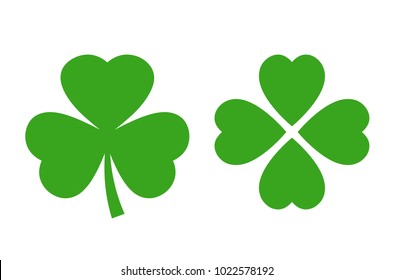 Clover green leaf vector icon set isolated on white background