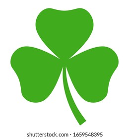 Clover green leaf vector icon isolated on white background, St Patrick's emblem.