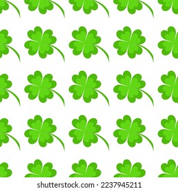 Clover. Green leaves on a white background. Vector seamless template.