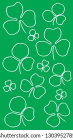 Clover green line background. Shamrock green line background. Happy St. Patricks day.  Minimal abstract background. Vector illustration. Eps10. 