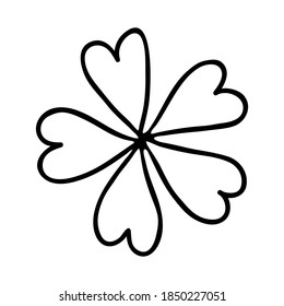Clover, hand drawn illustration. Cute single hand drawn herbal element