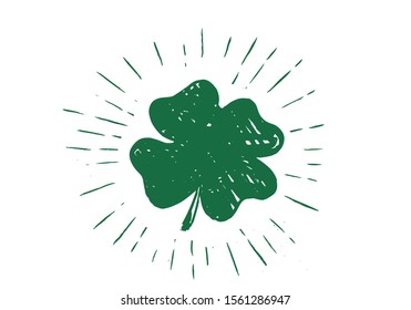 Clover, hand drawn illustration. Patrick day.