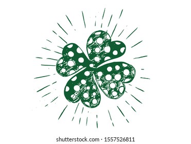 Clover, hand drawn illustration. st Patrick day.