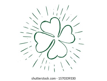 Clover, hand drawn illustration. St. Patrick day.	