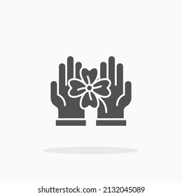 Clover Hand glyph icon. Can be used for digital product, presentation, print design and more.